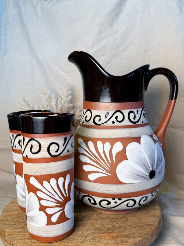 Jarra Flor Blanca Set