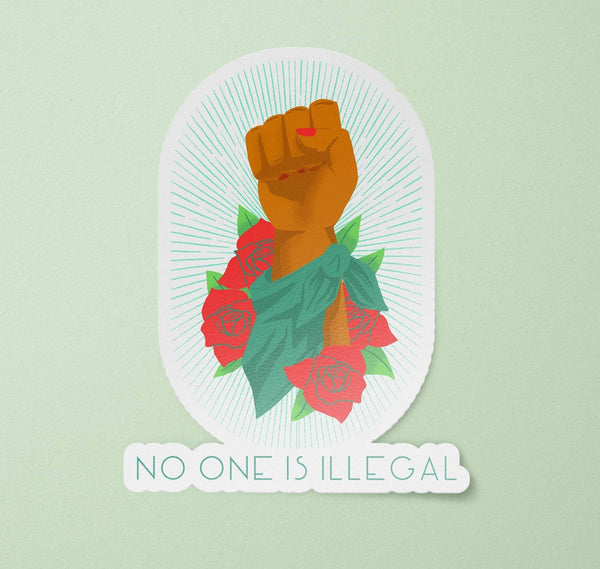 No One is Illegal Sticker | Abolish ICE Decal | No One is Illegal on Stolen Land Waterproof Decal