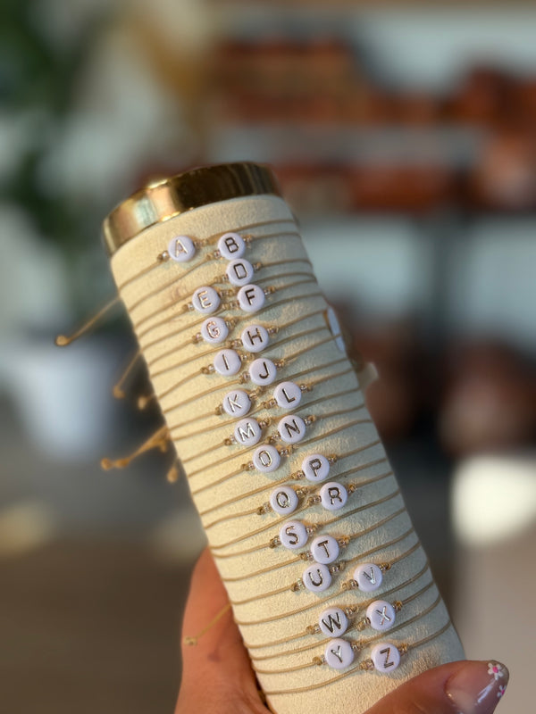 Beige String Letter Bracelet