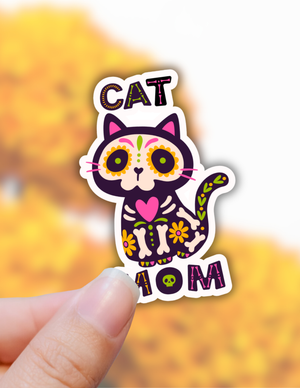 Cat Mom Calavera Sticker