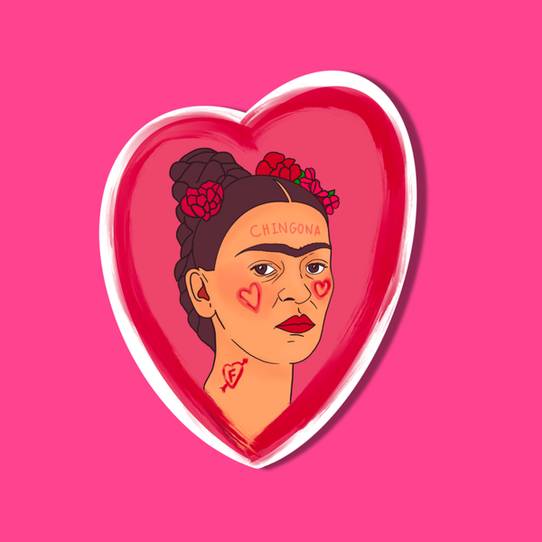 Chingona Frida Kahlo Heart Sticker